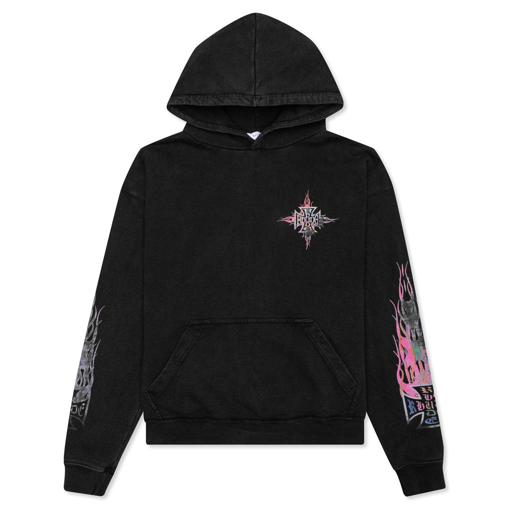 Neon Flame Hoodie - Black