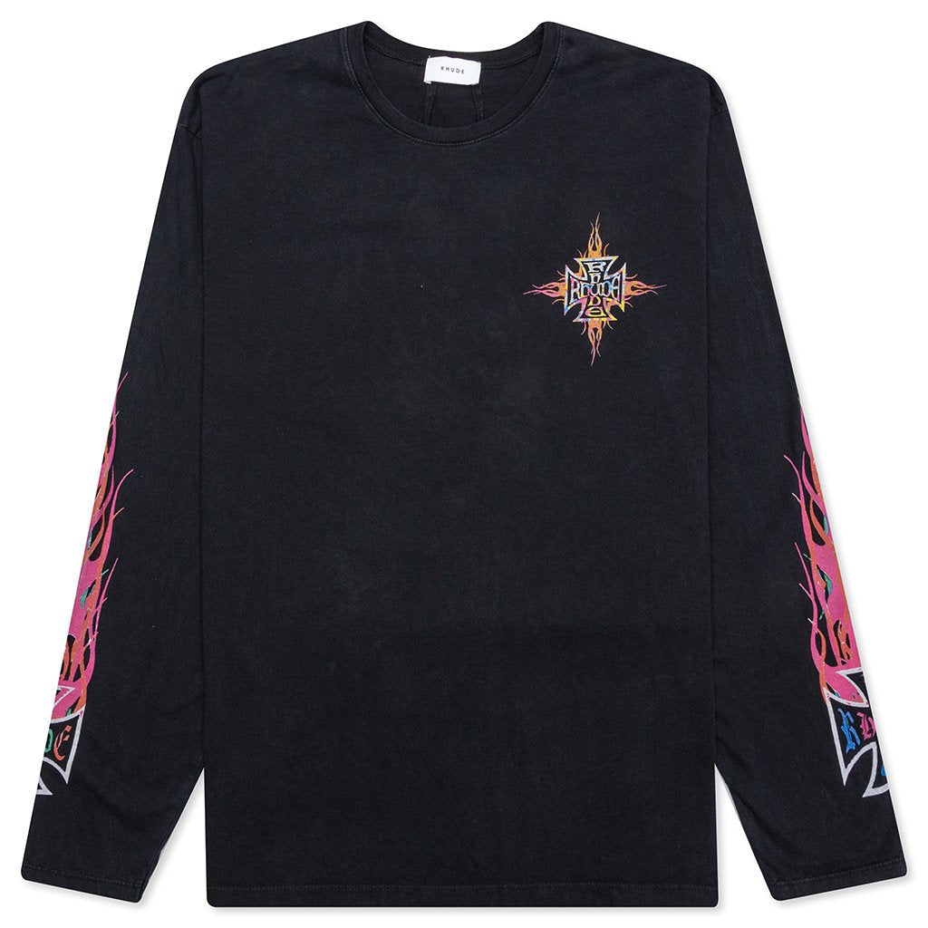 Neon Flame L/S Tee - Black