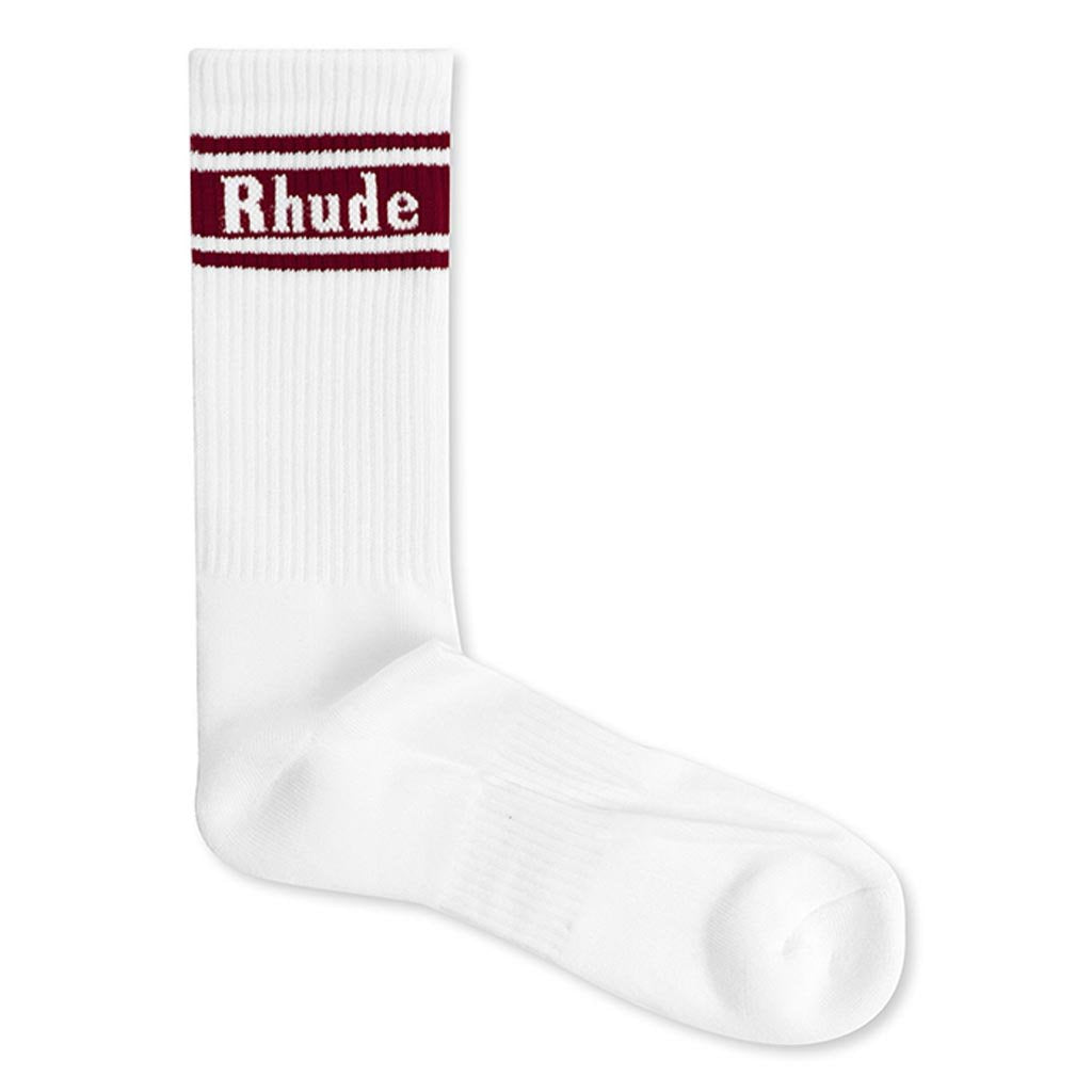Stripe Socks - White/Burgundy