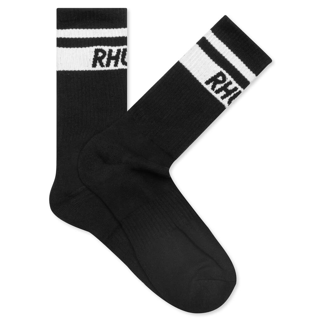Two Stripe Logo Sock - Black/White
