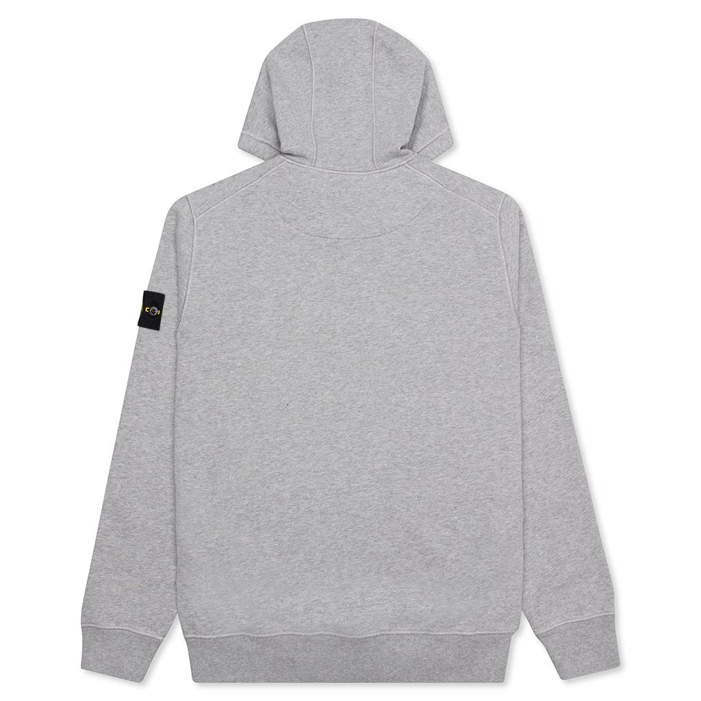 Cotton Hooded Full Zip Sweatshirt - Melange Grey