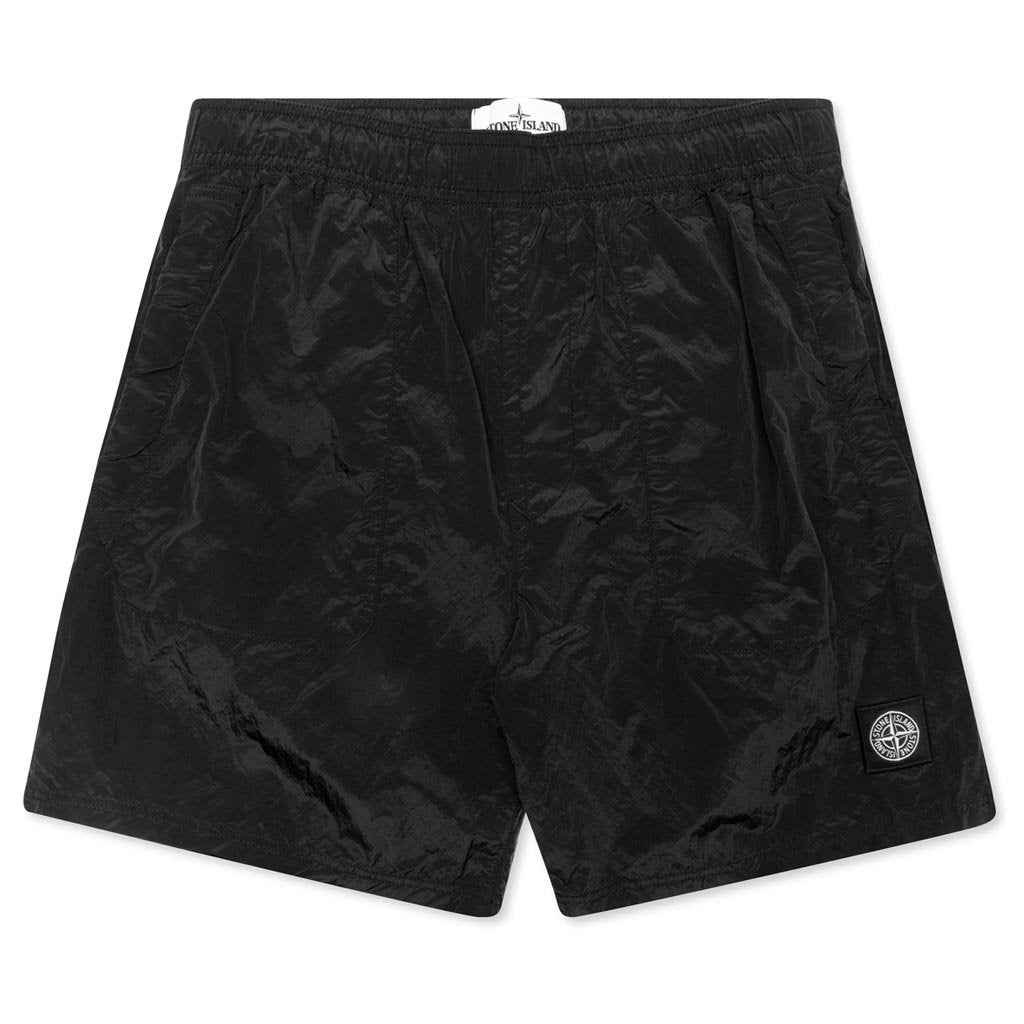 Nylon Metal Swim Trunks - Black