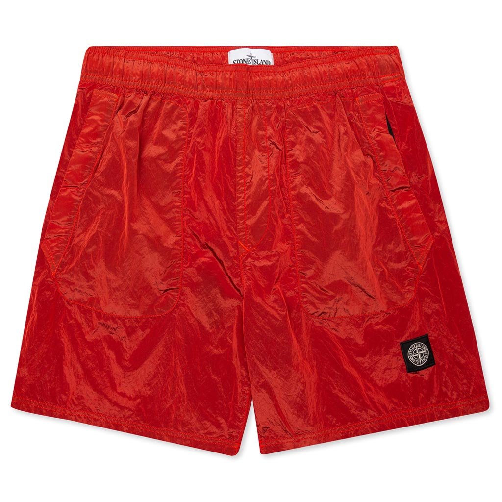 Nylon Metal Swim Trunks - Lobster Red