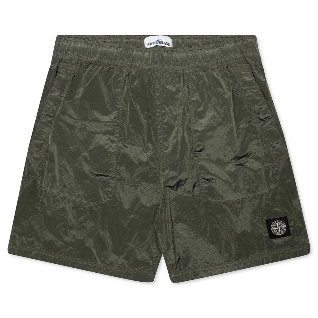 Nylon Metal Swim Trunks - Olive Green
