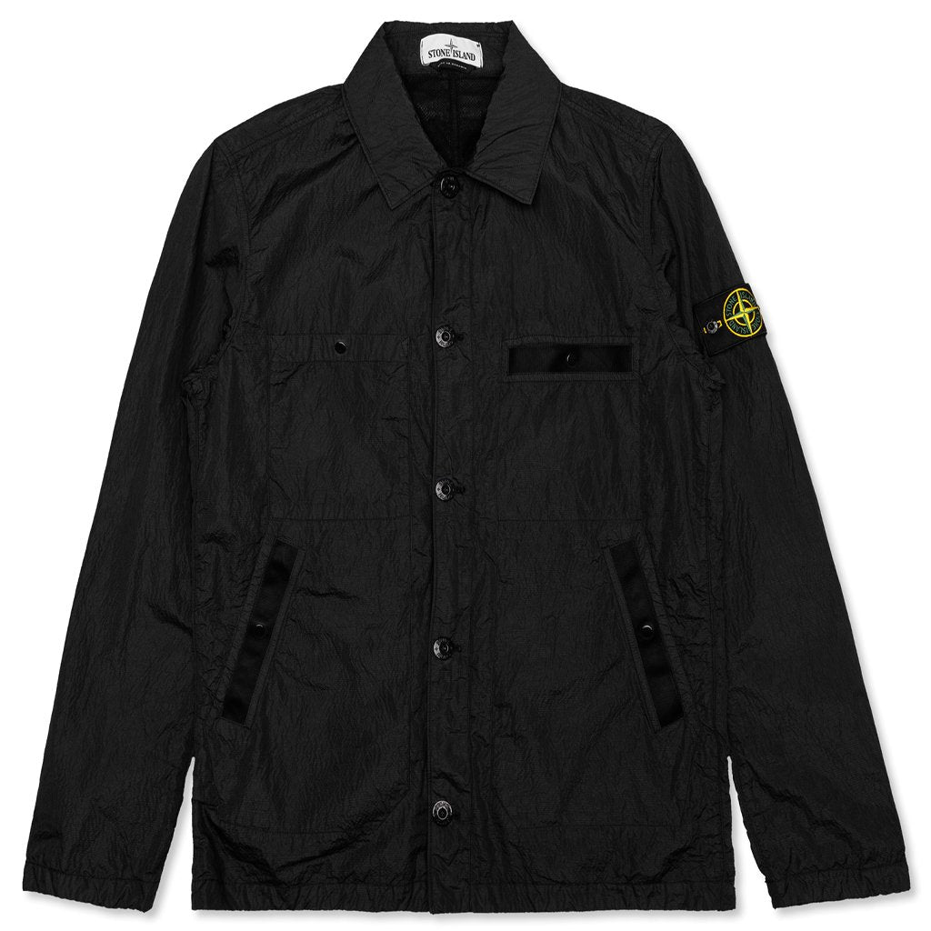 Over Shirt Logo Patch Jacket - Black