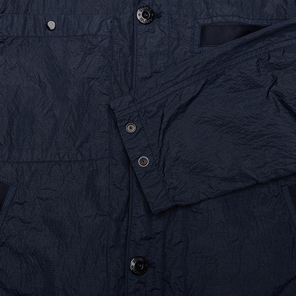Over Shirt Logo Patch Jacket - Marine Blue