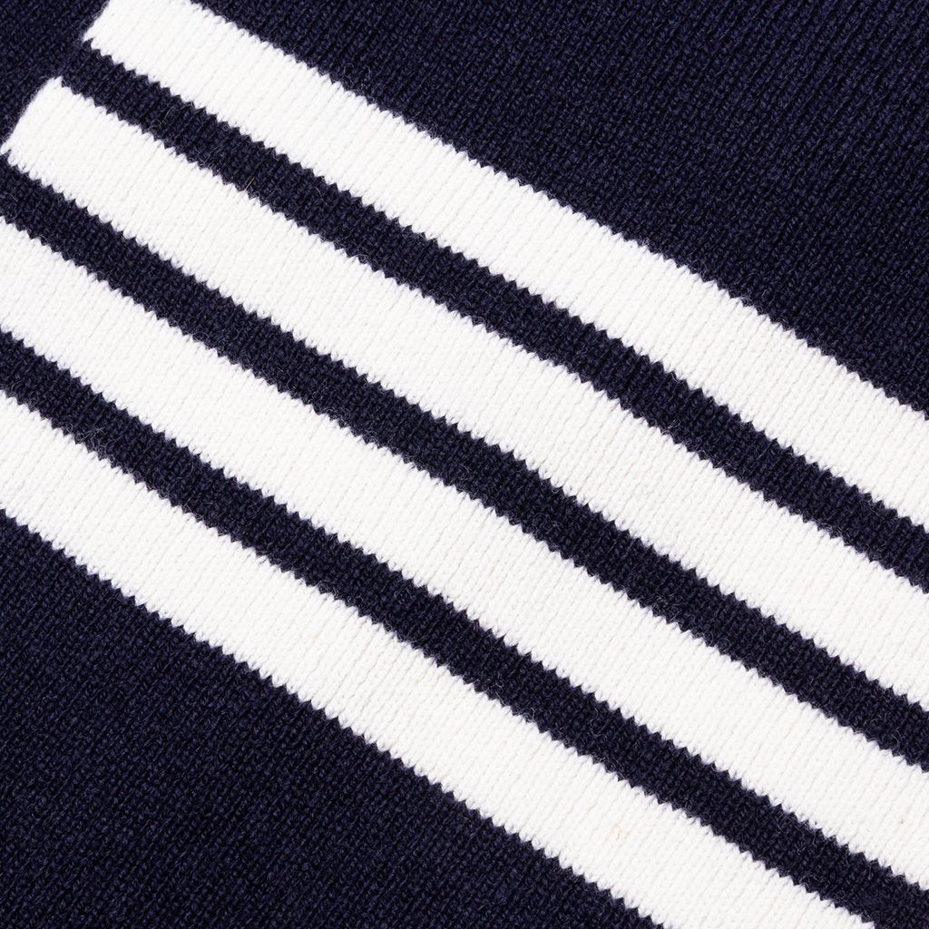 Full Needle Rib Scarf - Navy