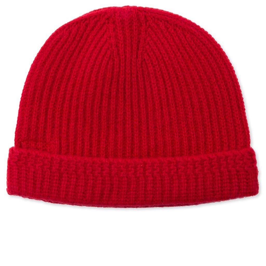 Wool Knit Beanie - Red